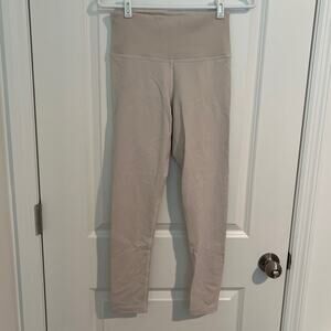 Tna Pull On High Waisted Ribbed Waistband Workout Ankle Leggings Bone Women's M